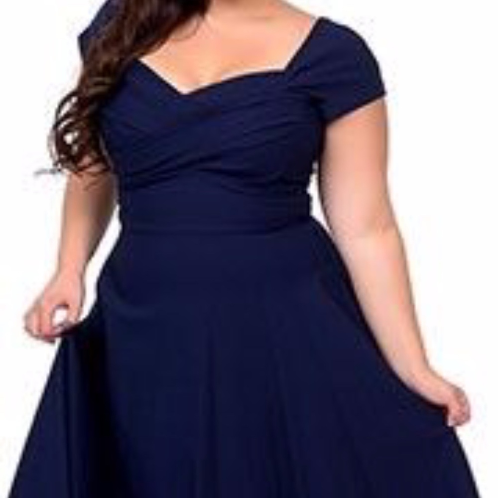 Stop Staring Navy Blue Rockabilly Swing Dress NEW